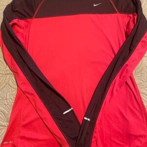 Nike Red and Maroon Long Sleeve Tee